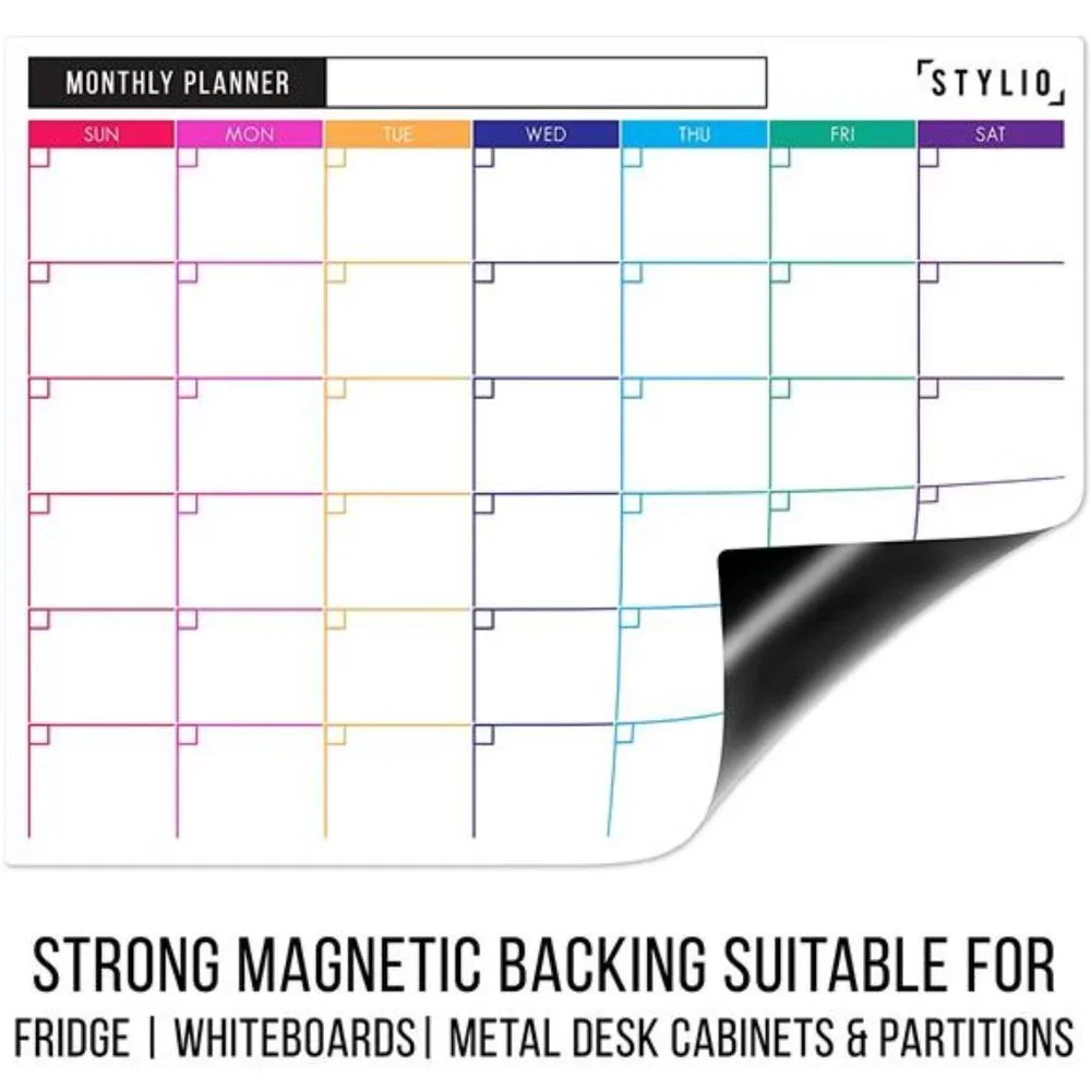 3Pcs Magnetic Planner for Fridge - Monthly, Weekly Calendar, Notepad + 4 Markers